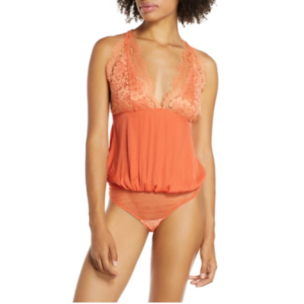 Free People Melrose Bodysuit in Coralina. Size XS
